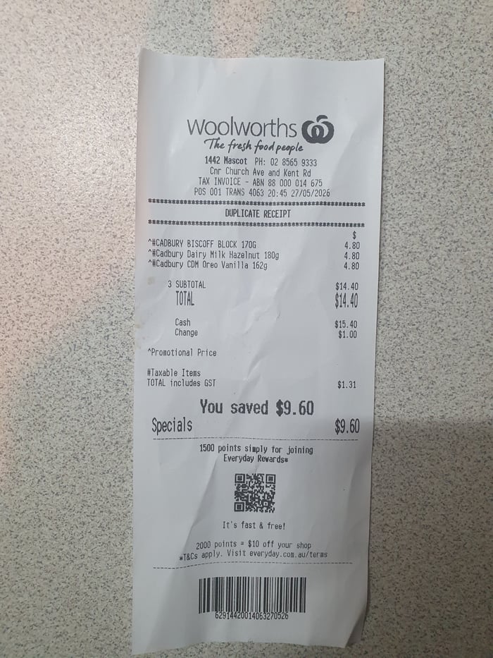 Example receipt positioned inside the scan frame