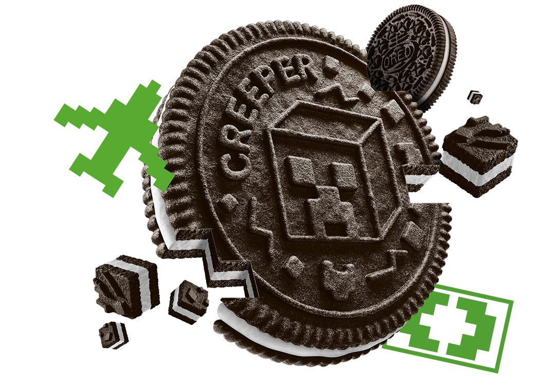 OREO Minecraft cookie with major prize and gift card icons
